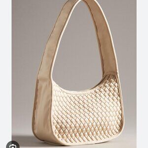 NWT Anthropologie woven neoprene shoulder bag, neutral beige